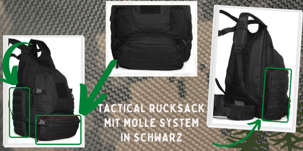 TACTICAL RUCKSACK SCHWARZ MIT MOLLE SYSTEM